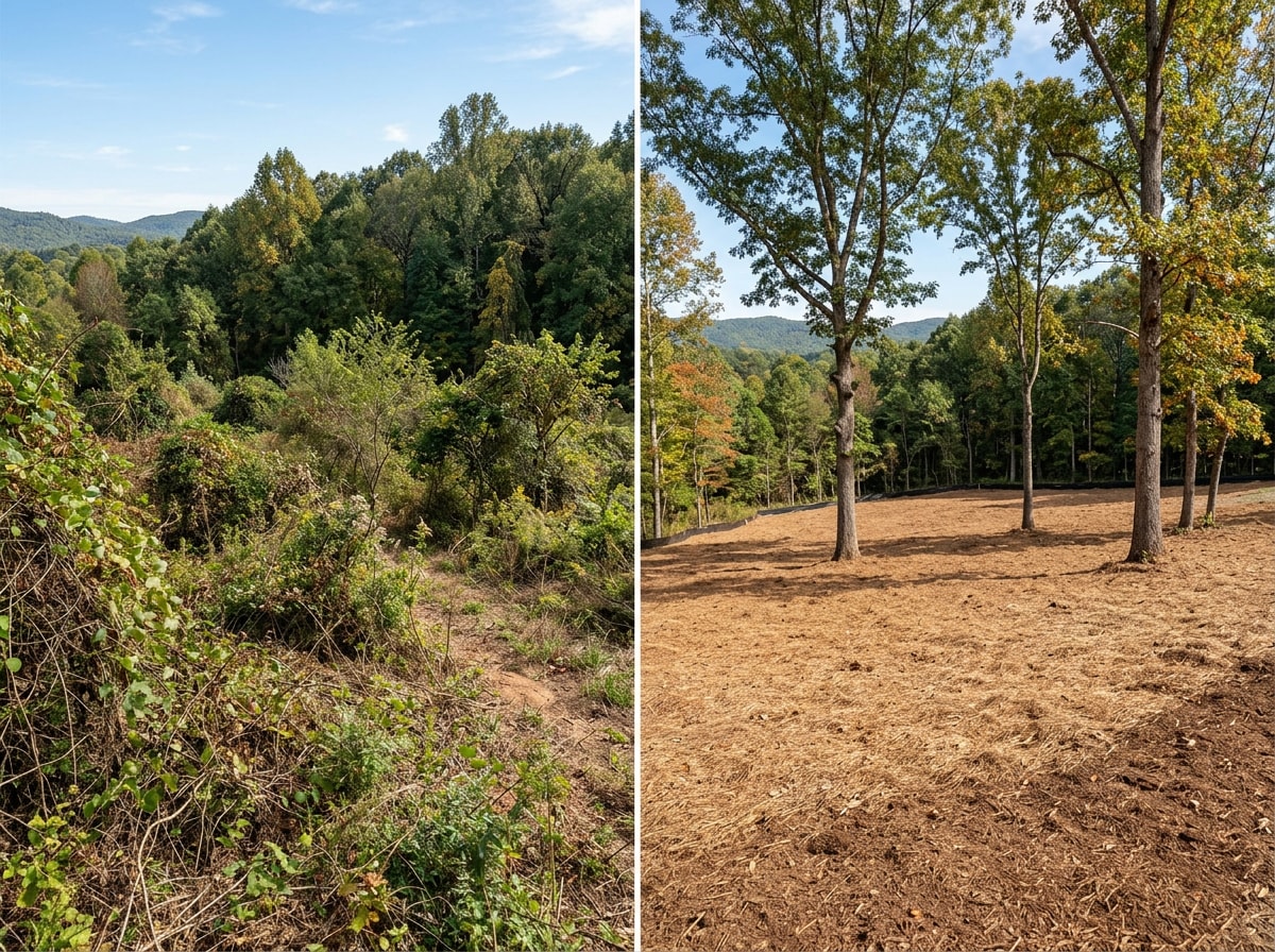 Cleared overgrown lot in Walhalla, SC after brush clearing services