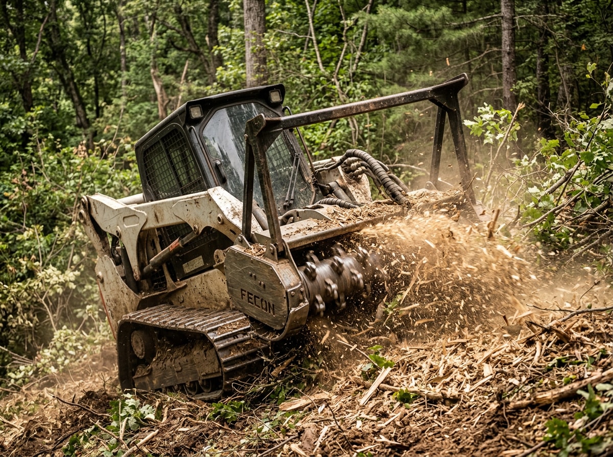 Forestry mulcher clearing dense brush on a Walhalla property