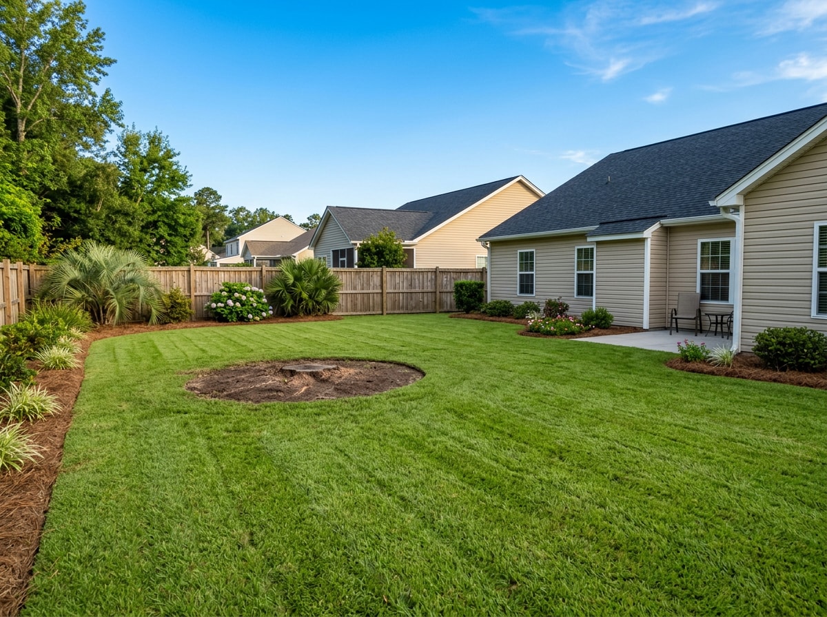 Completed tree removal and debris cleanup in a residential Seneca, SC yard